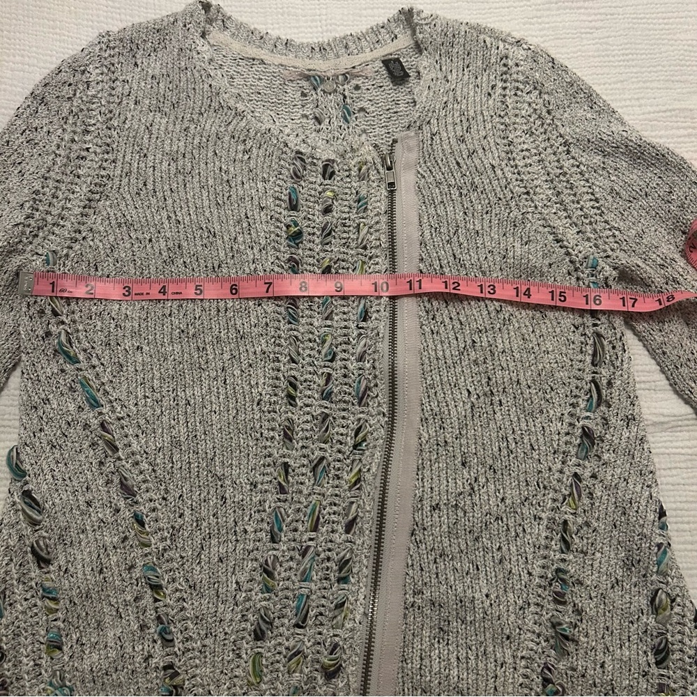 Anthropologie Knitted & Knotted Textured Zip Front Long Sleeve Sweater S Small - Picture 8 of 12